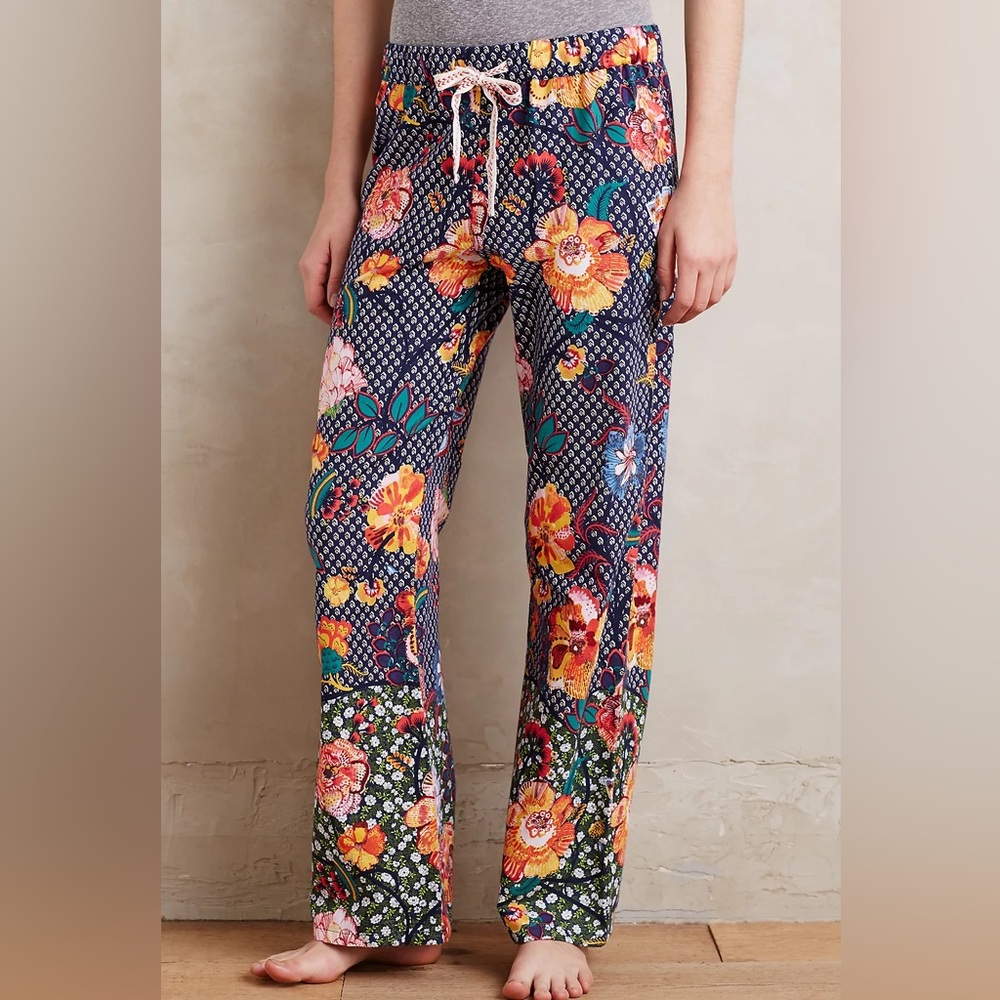 Anthropologie Floral Flannel Pajama Pants